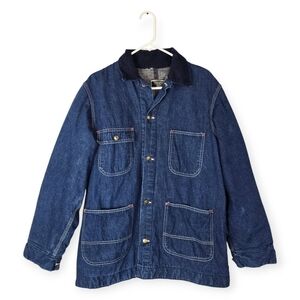 Vintage 70s Sears Blanket Lined Denim Workwear Chore Jacket Size Large